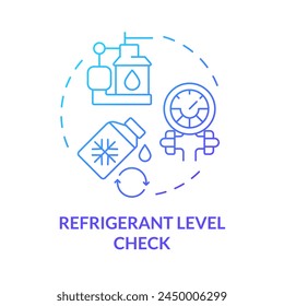 Refrigerant level check blue gradient concept icon. Air conditioning. Heating and cooling system. Round shape line illustration. Abstract idea. Graphic design. Easy to use in promotional material