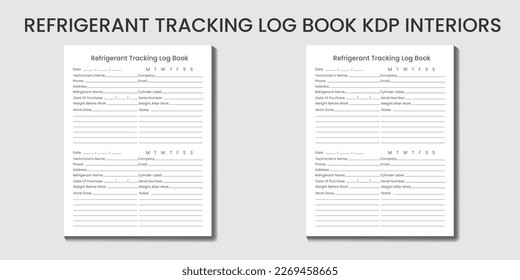 , Refrigerant Tracking Log Book 2023-2024 KDP interior designs