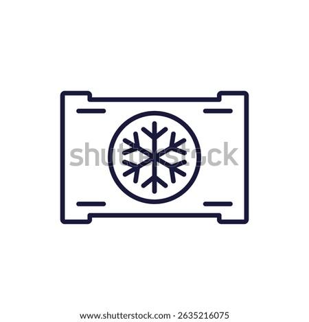 refrigerated container icon, reefer line pictogram on white