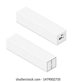 Refrigerated containers back and front isometric view isolated on white background.