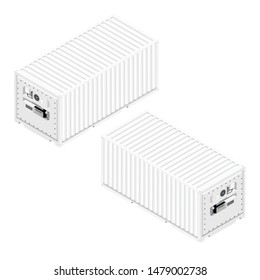 Refrigerated containers back and front isometric view isolated on white background.