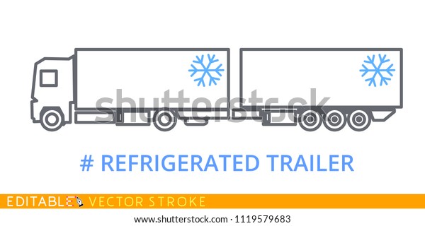 Refrigerated trailer icon. Editable stroke
sketch icon. Stock vector
illustration.