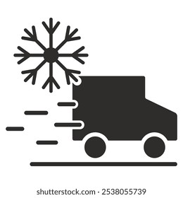 refrigerated truck icon, delivery symbol, flat vector illustration on white background