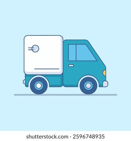 A refrigerated truck, isolated on a plain background, designed for transporting perishable goods while maintaining a controlled temperature for freshness and quality.