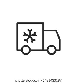 Refrigerated truck, linear style icon. A truck, refrigerated transportation or delivery. Editable stroke width.