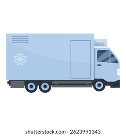 Caminhão frigorífico que transporta alimentos congelados e que entrega mercadorias às lojas