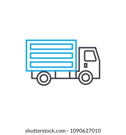 Refrigerated Truck Vector Thin Line Stroke Icon. Refrigerated Truck Outline Illustration, Linear Sign, Symbol Concept.