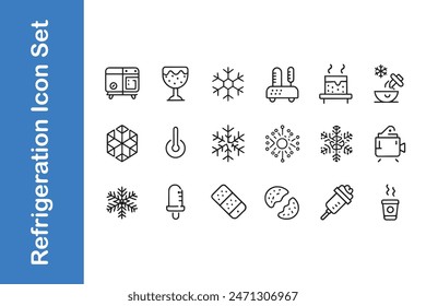 Conjunto de iconos de refrigeración con colecciones de Vector. 