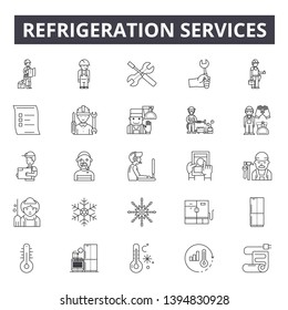 Refrigeration services  line icon signs. Linear vector outline illustration set concept.