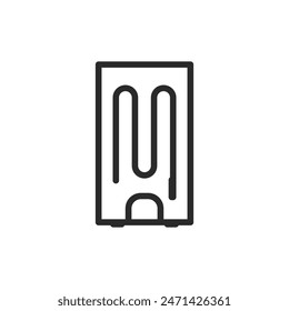 Refrigerator from the back, linear style icon. Refrigerator condenser. Editable stroke width