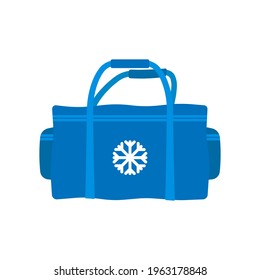 Refrigerator bag icon. Colored blue silhouette. Side view. Vector simple flat graphic illustration. The isolated object on a white background. Isolate.