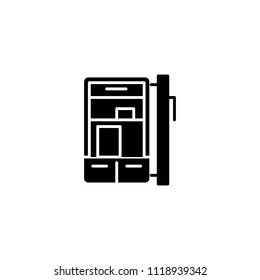 Refrigerator black icon concept. Refrigerator flat  vector symbol, sign, illustration.