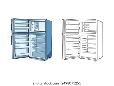 Refrigerador Diseño de dibujos animados Ilustración Vector eps formato adecuado para sus necesidades de diseño logotipo ilustración animación etc