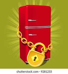Refrigerator with chain and lock - diet symbol