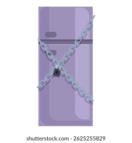 Refrigerator with a chain and padlock is representing dieting, healthy eating and access restriction concept
