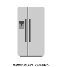 Refrigerator Clipart Vector Illustration. Simple Stainless Steel Fridge Flat Vector Design. Modern Side By Side Refrigerator Sign Icon. Refrigerator Cartoon Clipart. Kitchen Appliances Concept Symbol