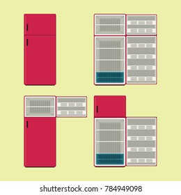 Refrigerator closed and opened set icon. Vector Illustration