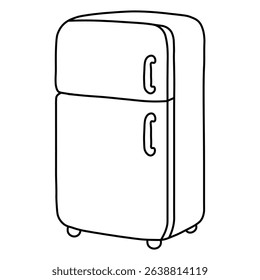 Refrigerator Coloring Page – Simple Kitchen Appliance Illustration for Kids