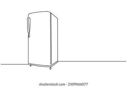 Refrigerator continuous one line drawing vector illustration, Refrigerator in one line style. Refrigerator vector illustration in one continuous line