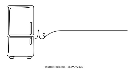 Refrigerador contínuo uma linha desenhando ilustração vetorial, desenho contínuo uma linha do refrigerador de cozinha. refrigerador de cozinha em uma única linha desenham ilustração vetorial. Vetor editável.