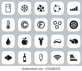 Refrigerator Or Cooler Icons Black & White Flat Design Set Big