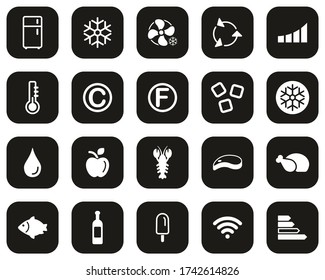 Refrigerator Or Cooler Icons White On Black Flat Design Set Big