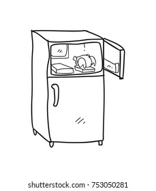 refrigerator, doodle art
