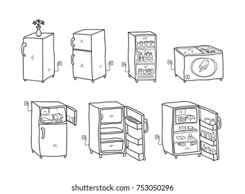 refrigerator, doodle art
