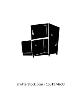 refrigerator doodle icon vector hand drawing 