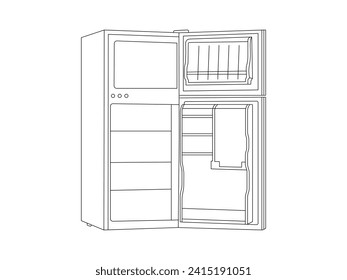 Refrigerator With A Door Outline icon vector. Refrigerator With A Door Outline isolated white background. Vector Illustration