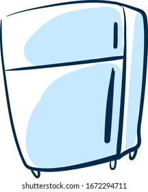 Refrigerator drawing, illustration, vector on white background.