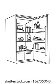 Refrigerator drawing. Line isolated on clean background. Vector