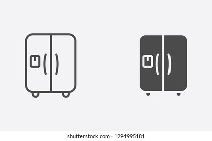 Refrigerator filled and outline vector icon sign symbol