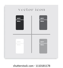 Refrigerator flat black and white vector icon.