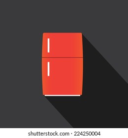 Refrigerator flat icon with long shadow. Vector illustration eps10.