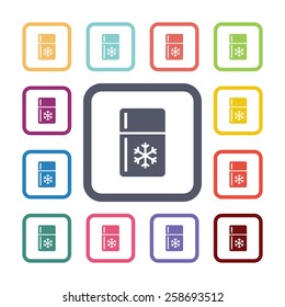 refrigerator flat icons set. Open colorful buttons 