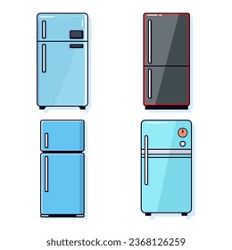 Refrigerator Flat Illustrations Collection. Perfect for different cards, textile, web sites, apps 