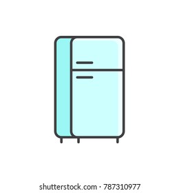 Refrigerator flat line colored icon.