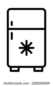 Refrigerator Flat Line Icon. Freezer, Cold Food Storage, Frige, Coolbox. Outline Sign Mascara For Mobile Concept And Web Design, Store.