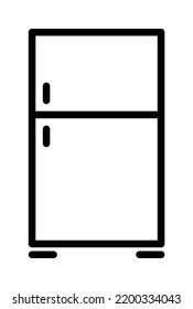 Refrigerator Flat Line Icon. Freezer, Cold Food Storage, Frige, Coolbox. Outline Sign Mascara For Mobile Concept And Web Design, Store.