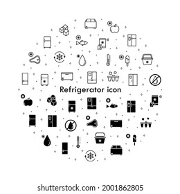 Refrigerator flat line icons set. Freezer, Cold food storage, frige, coolbox. Simple flat vector illustration for store, web site or mobile app.