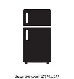 Refrigerador refrigerador refrigerador sólido Vector negro icono aislado fondo blanco cocina electrodoméstico almacenamiento frío símbolo Diseño gráfico ilustración
