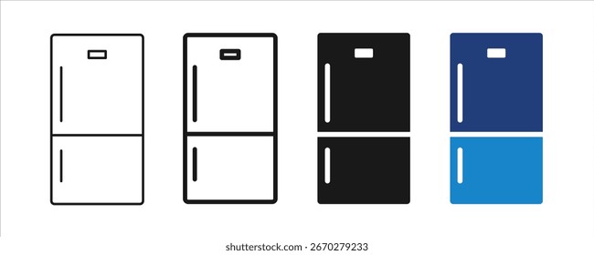 Icono de refrigerador conjunto de golpes editables. Vector.