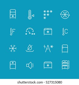 Refrigerator, home fridge, freezing vector icons set.