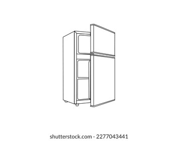 Refrigerator household appliance freezer isolated outline. Refrigerator vector art, icons, and illustration. Freezer royalty free vector images.