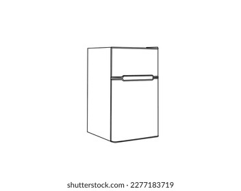Refrigerator household appliance freezer isolated outline. Refrigerator vector art, icons, and illustration. Freezer royalty free vector images.