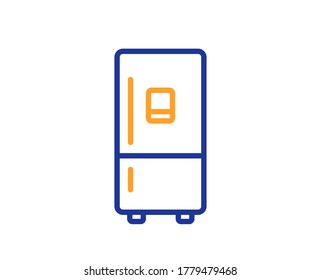 Frigorífico con icono de la línea de helado. Signo de frijol. Símbolo de almacenamiento congelador. Concepto colorido del contorno de línea delgada. Icono de refrigerador de estilo lineal. Trazo editable. Vector