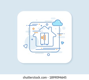 Refrigerator with ice maker line icon. Abstract vector button. Fridge sign. Freezer storage symbol. Refrigerator line icon. Home concept badge. Vector