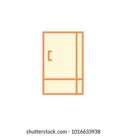 Refrigerator, Icebox icon. Kitchen appliances Illustration. Simple thin line style with color symbol.