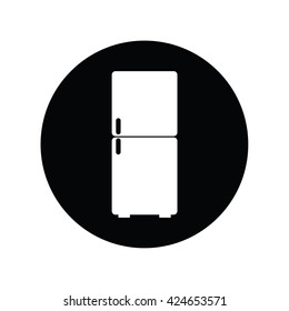 Refrigerator Icon in black circle . Vector illustration